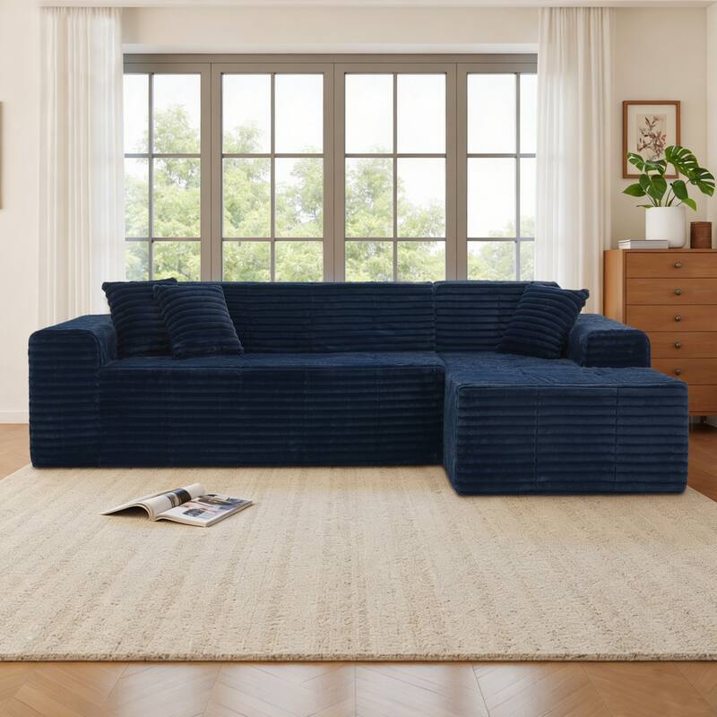 Scandinavian Corduroy Full-Foam Modular Sectional Sofa Set