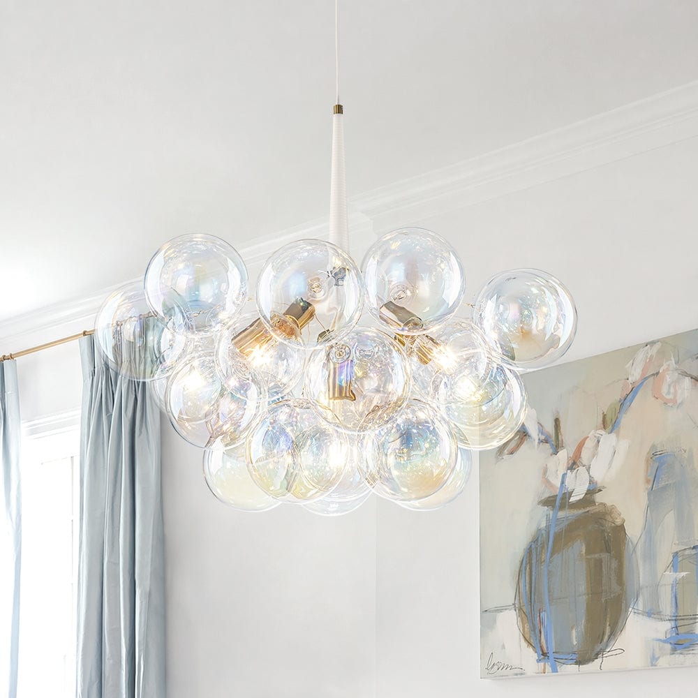 Modern Glam Pearlescent Glass Globe Cluster Bubble Chandelier - 24.8 Inches