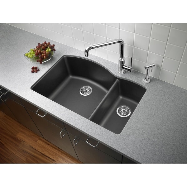 Shop Black Friday Deals On Blanco 440199 Diamond 33 Silgranit Granite Composite Drop In Or Undermount Double Bowl Kitchen Sink With 70 30 Split Overstock 16296844
