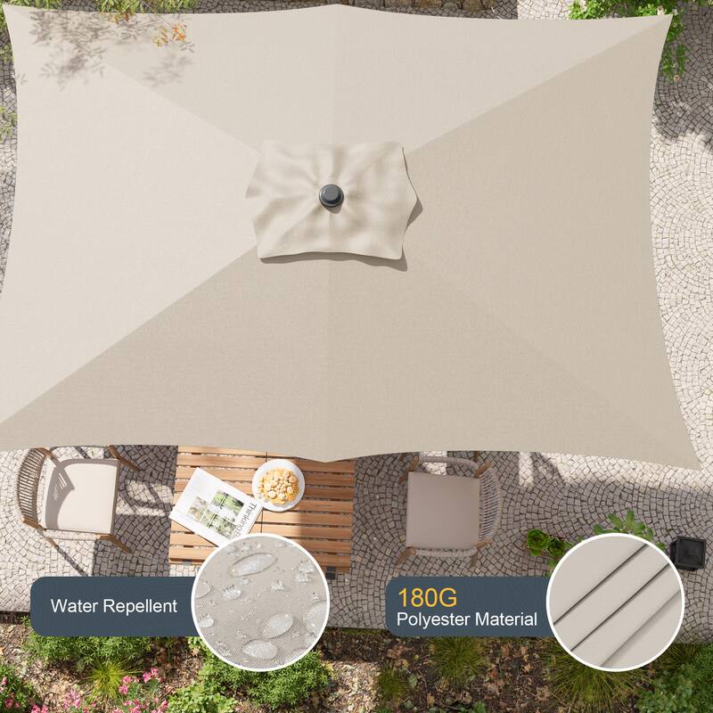 LIVOOSUN 10 x 6.5ft Outdoor Market Patio Umbrella w/Tilt and Crank