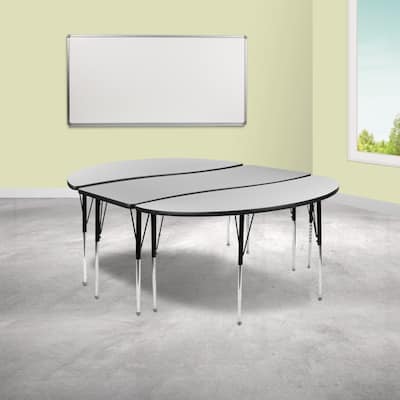 3 Piece 86" Oval Wave Flexible Adjustable Activity Table Set