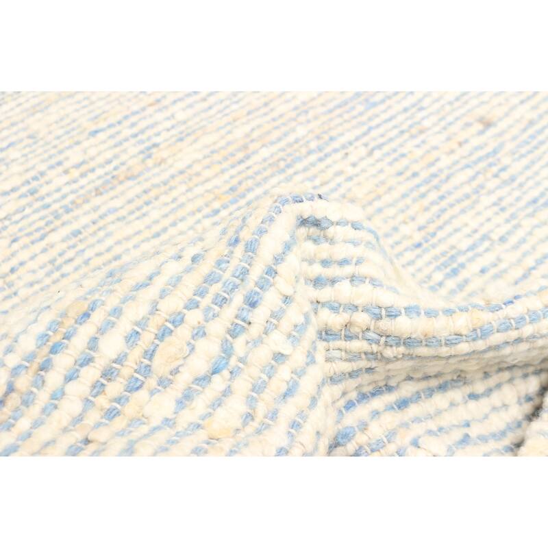 ECARPETGALLERY Braid weave Sienna Light Blue Wool Rug - 5'1 x 8'1