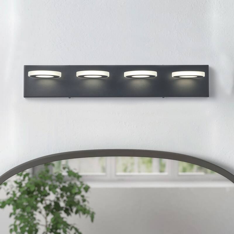 Dimmable 4-Light Round LED Elegant Vanity Lighting Fixture for Bathroom Mirror