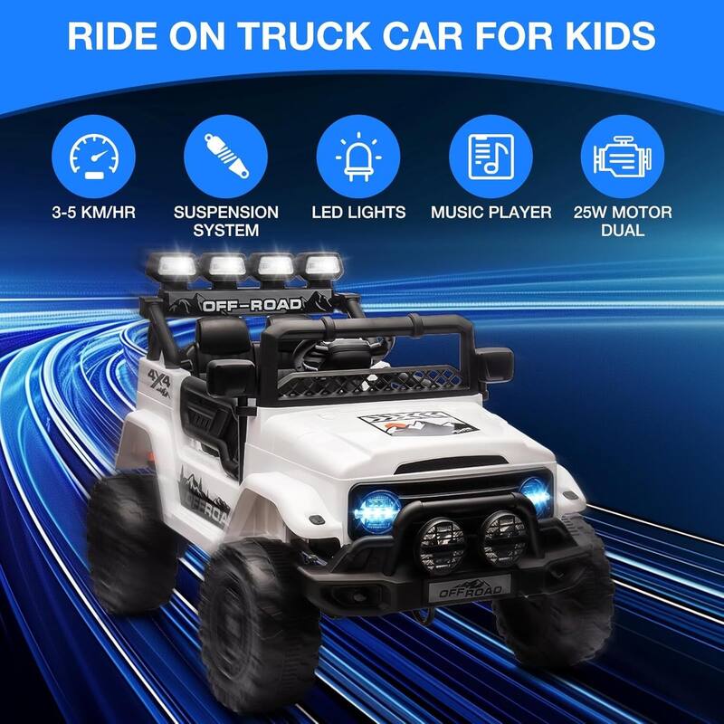 12V Kids Ride On Truck Car for Ages 3-8 Years Best Gift