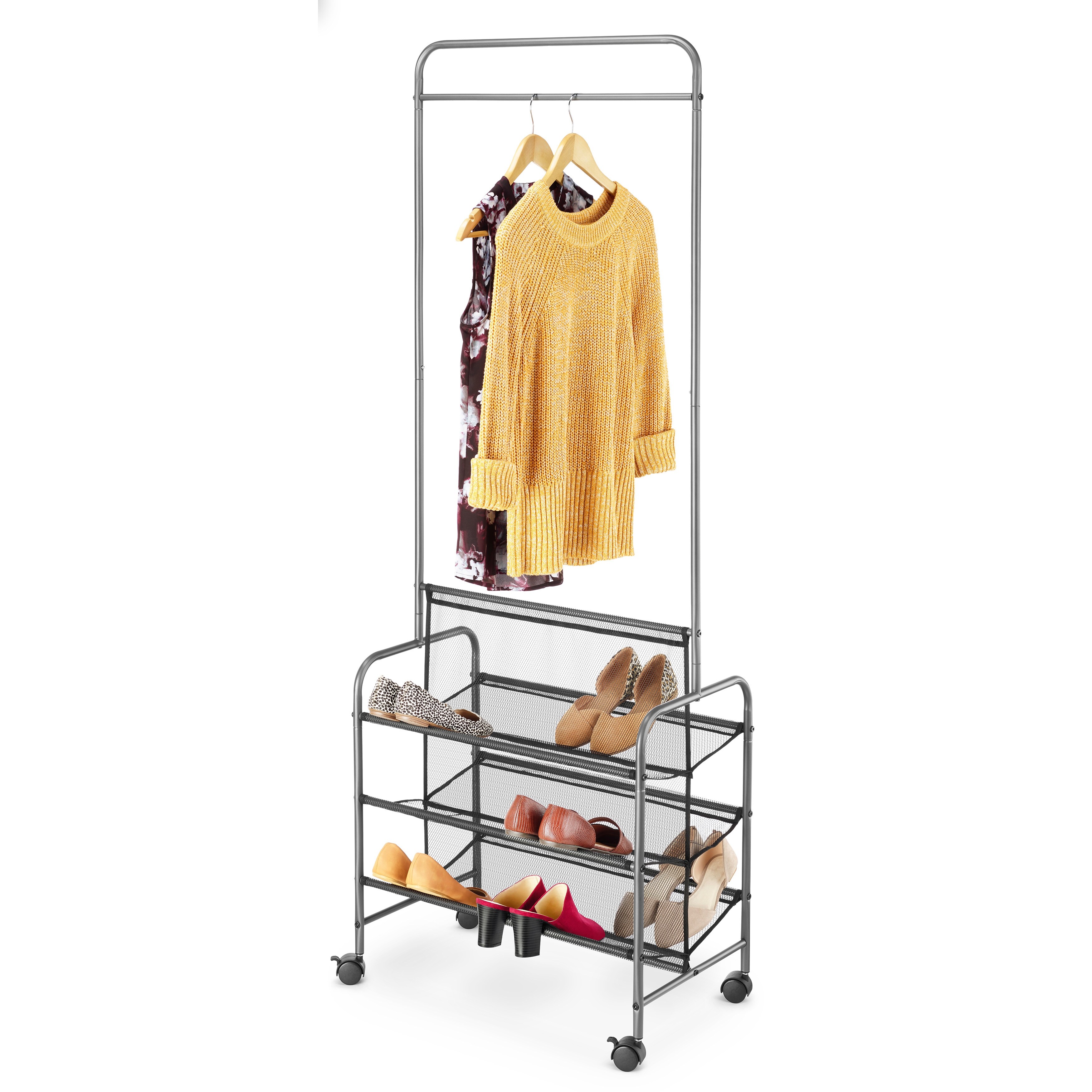 Whitmor Double Sided Rolling Garment Rack Gray
