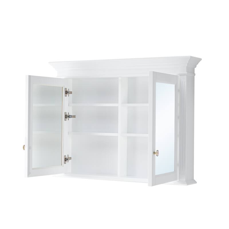40"W X30"H Surface Mount Solid Wood Framed Medicine Cabinet With Soft-close door And Wooden Shelves