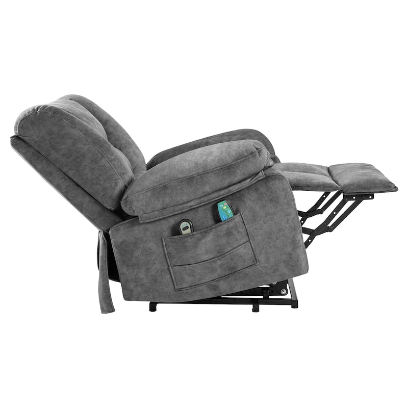 Grey Senior-Friendly Power Lift Recliner with Massage and Heating, Supports up to 330 lbs, Adjustable Recline to 150°