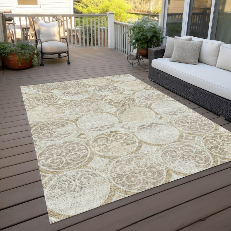 Machine Washable Indoor/ Outdoor Chantille Vintage Medallions Rug