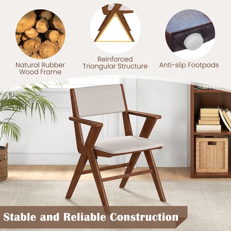 Gymax Wooden Dining Chair Set of 4 w/ Rubber Wood Frame Padded Seat &