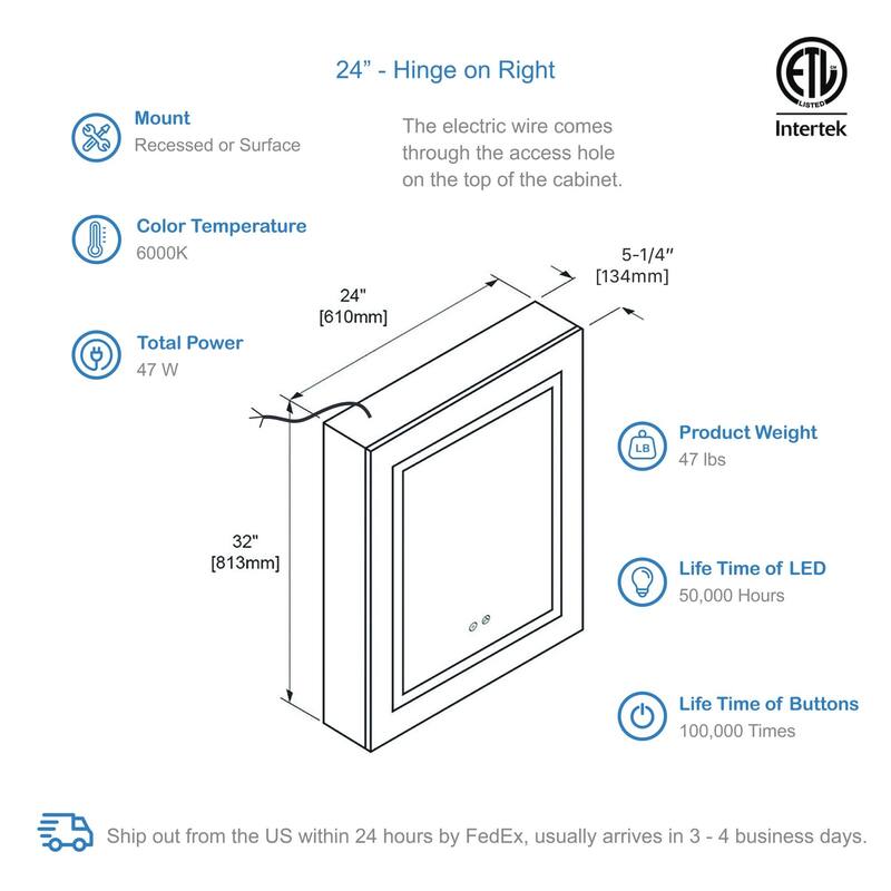LED Medicine Cabinet with Lights and Defogger