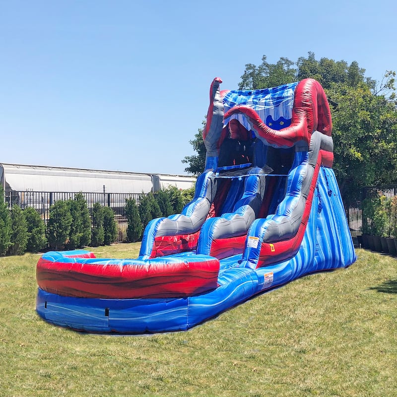 JumpOrange 15 FT Ocean Battle Commercial Grade Inflatable Water Slide with Pool (with Blower)