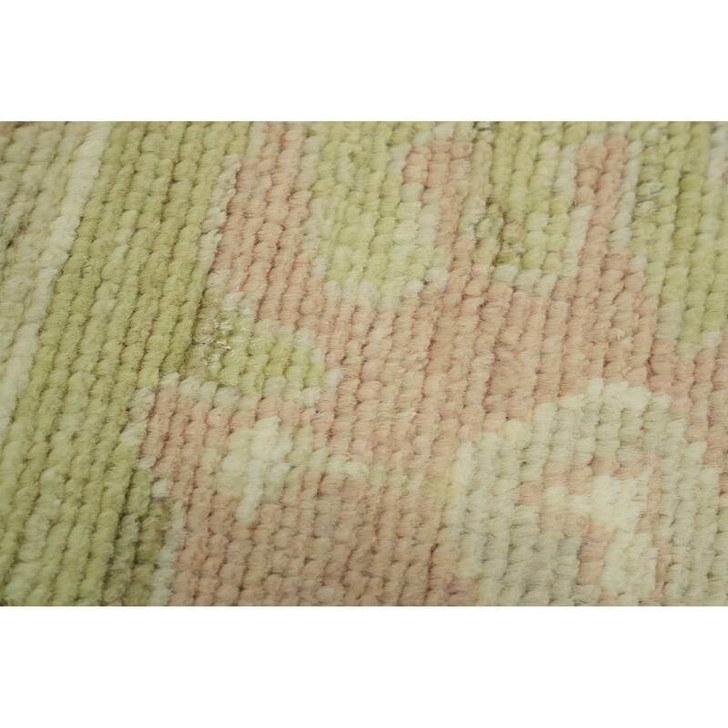 Handmade Wool Oushak Turkish Area Rug, Floral Geometric Carpet - 12' 1'' X 9' 0''