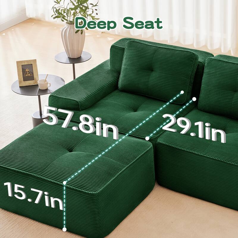 82" Modern Modular Sectional Sofa for Living Room, Corduroy Fabric, 2-Seater Couch with Deep Seat