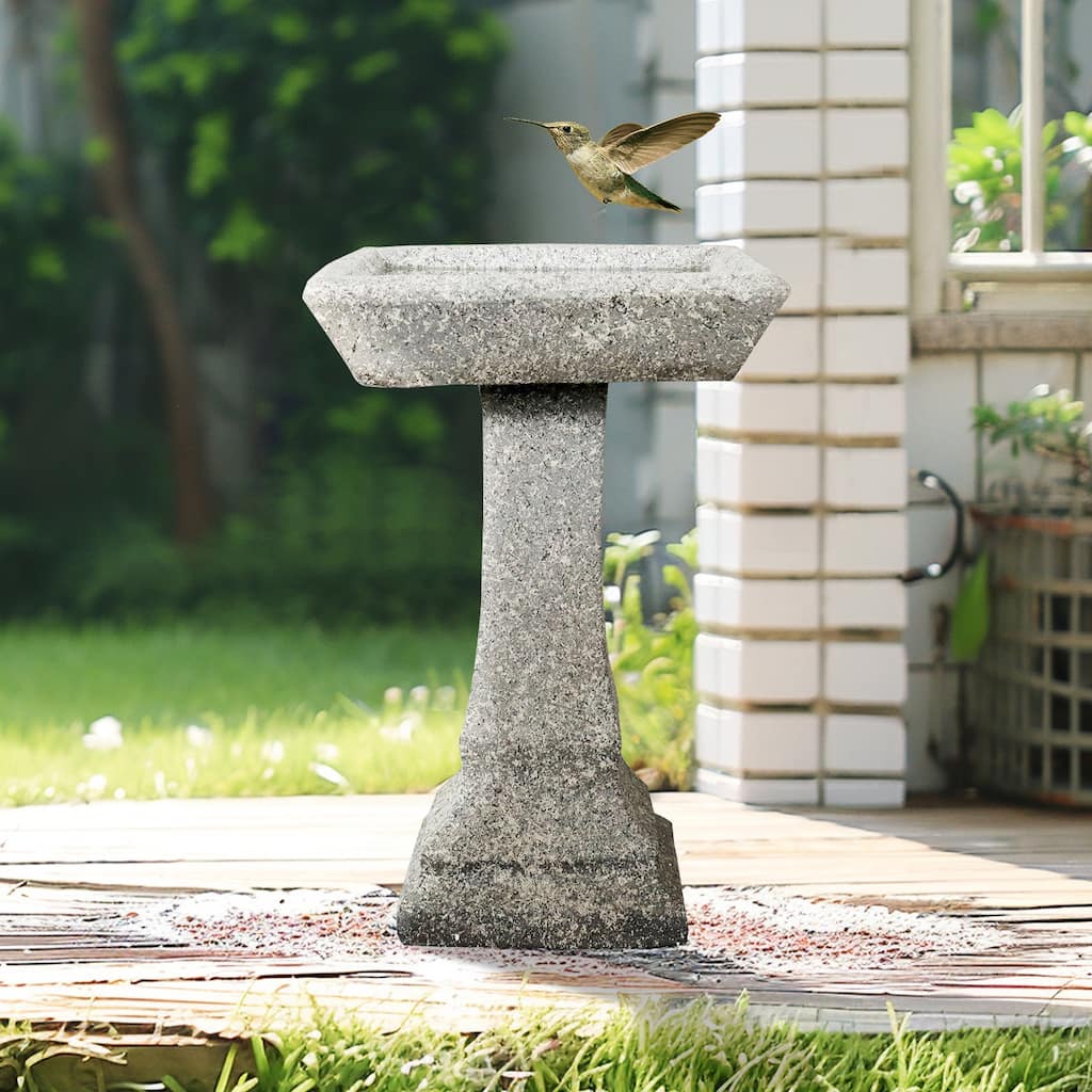 22.8" H Outdoor Concrete Bird Bath - Perfect for Adding Interest to Garden, Patio, Backyard, Porch and Deck