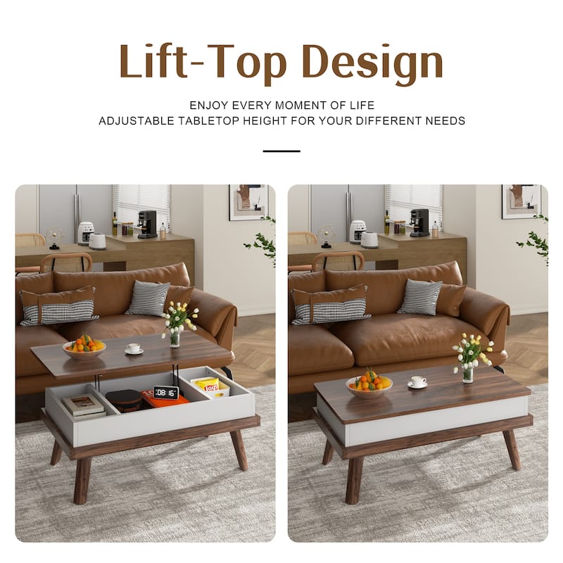 Futzca Wood Coffee Table with Hidden Compartment