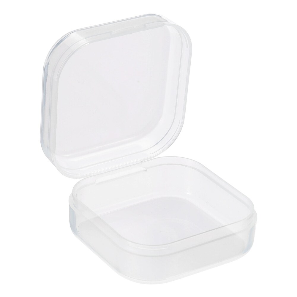 12pcs Clear Storage Container with Hinged Lid 40x28mm Plastic