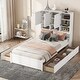 preview thumbnail 1 of 22, Full Size Platform Bed with 4 Drawers Under-Bed,Headboard with Storage Shelves White