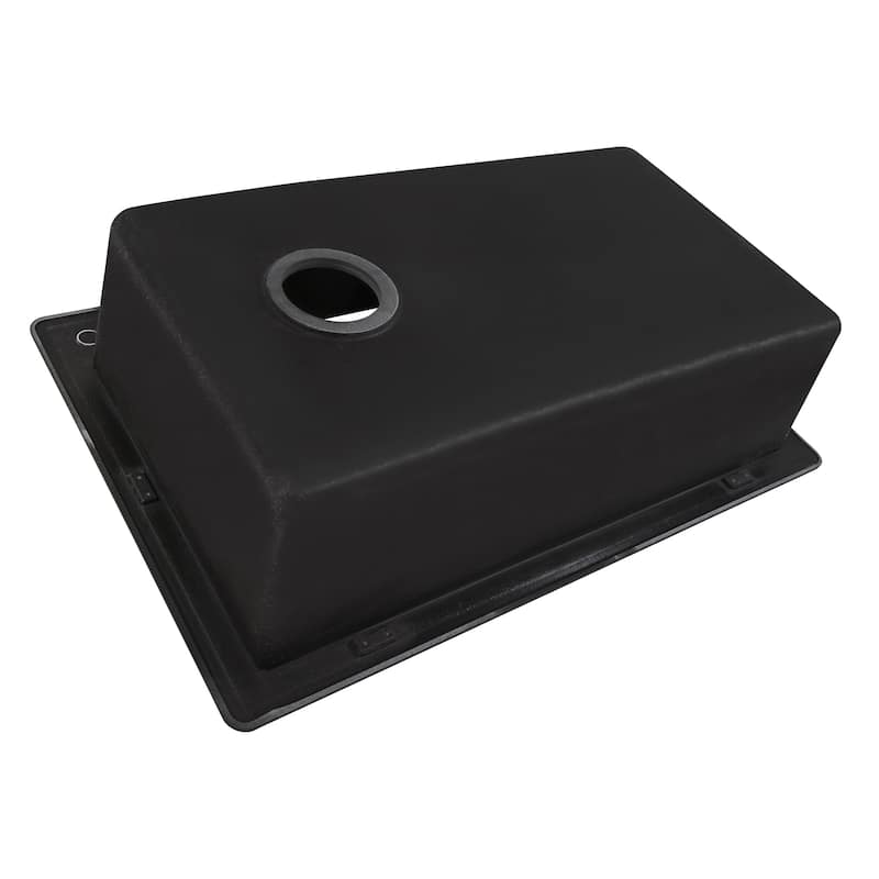 Ruvati 33 x 22 inch epiGranite Drop-in Topmount Granite Composite Single Bowl Kitchen Sink - Midnight Black - RVG1033BK
