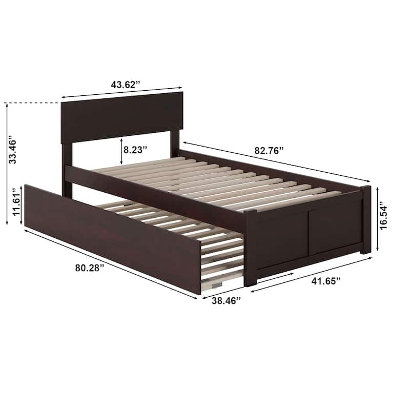 AFI Orlando Platform Bed with Footboard & Twin XL Trundle