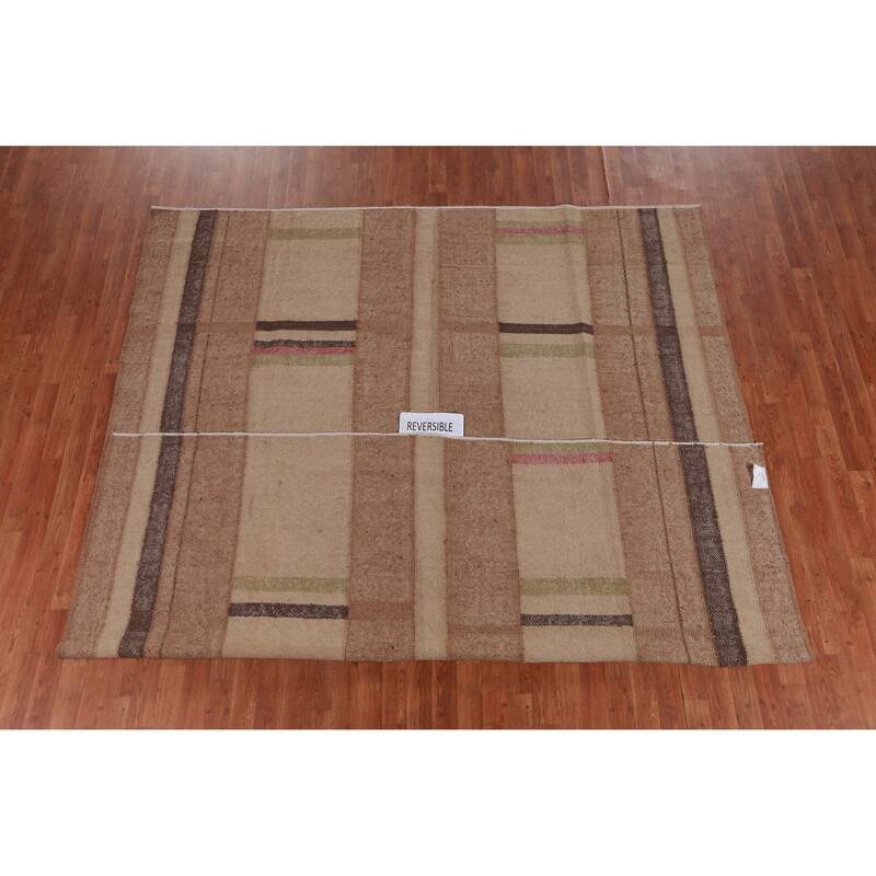 Hand Woven Oriental 100% Jute Carpet Southwestern Modern Brown Kilim Area Rug - 9' 10'' X 8' 4''