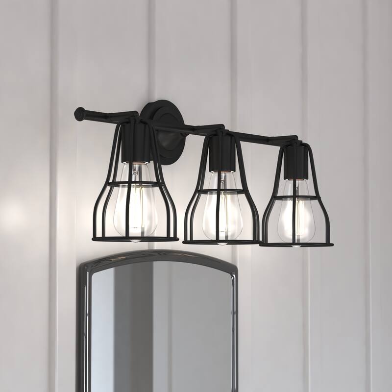 Clybourn 3 Light Bronze Adjustable Wire Cage Bathroom Vanity Fixture - 23-in W x 9.75-in H x 8.25-in D - Oil Rubbed Bronze - 23-in W x 9.75-in H x 8.25-in D