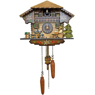 10.5" Brown, Gray, Green Engstler Contemporary Full Size Cuckoo Clock