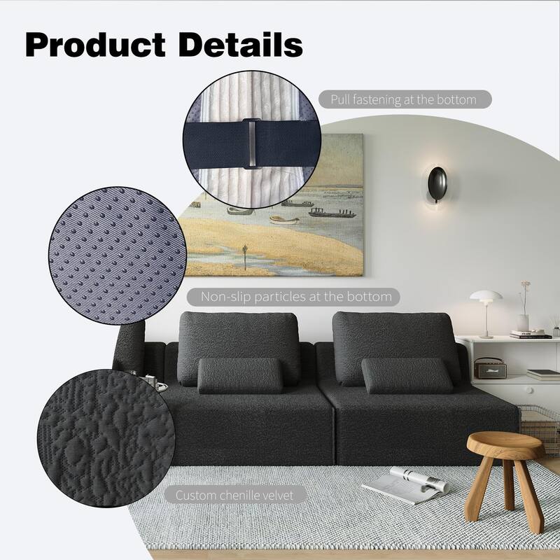 Convertible Modular Sectional Sofa with Spacious Foam-Filled Design, Free Combination, 3 Colors