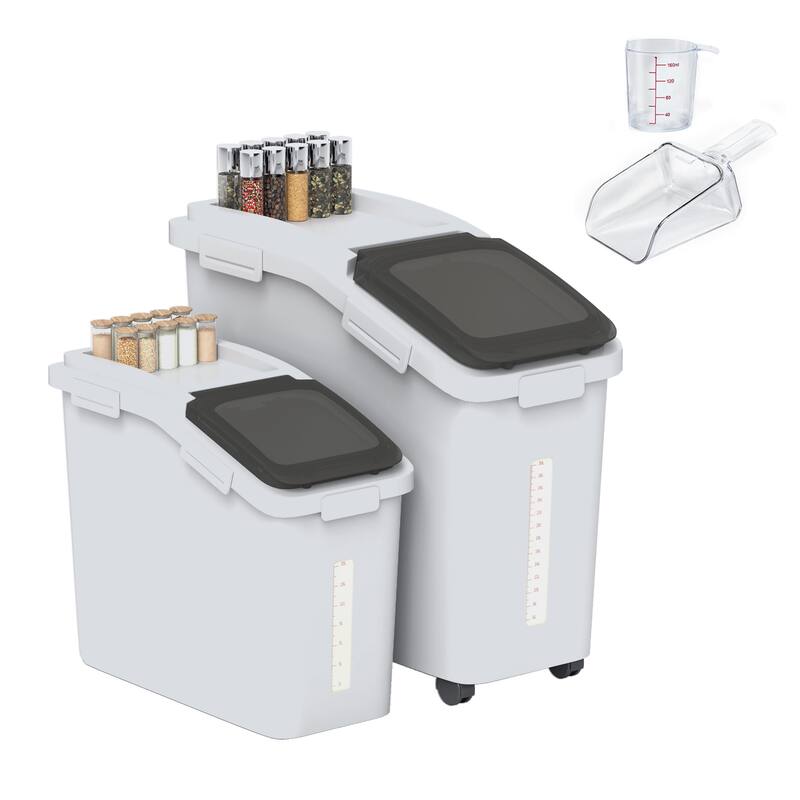 65L/117lbs Large Ingredient Storage Bins 11.4+5.8 Gal Rice Flour Storage Container Organizer Storage Bin - 1.4+5.8 Gal