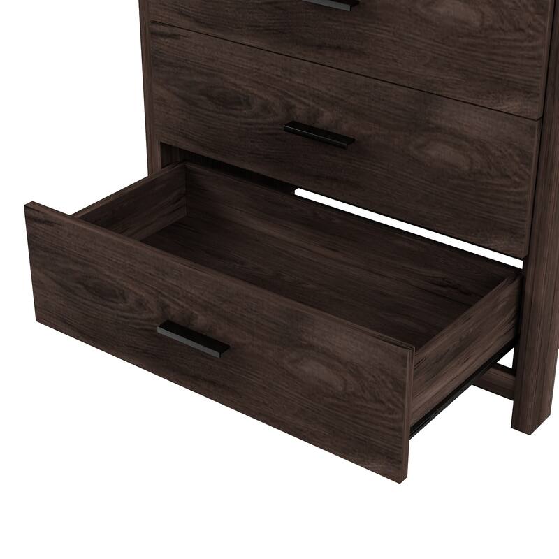 Wardrobe Dresser with 5 Drawer Modern Tall Chest of Drawers, Walnut