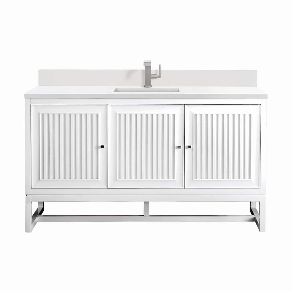 James Martin Vanities E645-V60S-1WZ Athens 60" Single Basin Poplar