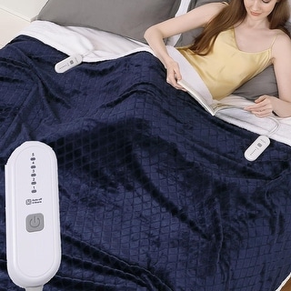 Wool electric blanket, navy blue - Bed Bath & Beyond - 41349697
