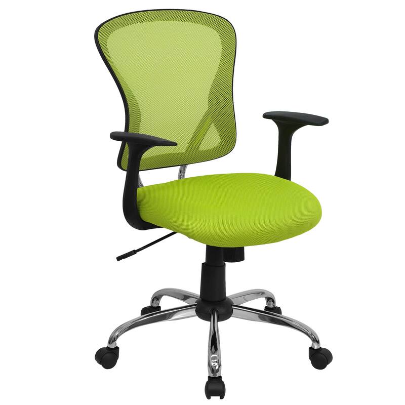 Mid-Back Mesh Swivel Task Office Chair with Chrome Base and Arms - Green