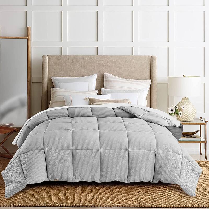 KASENTEX Winter Warmth Quilted Comforter, Cozy Soft Seersucker Textured, Down Alternative Fill