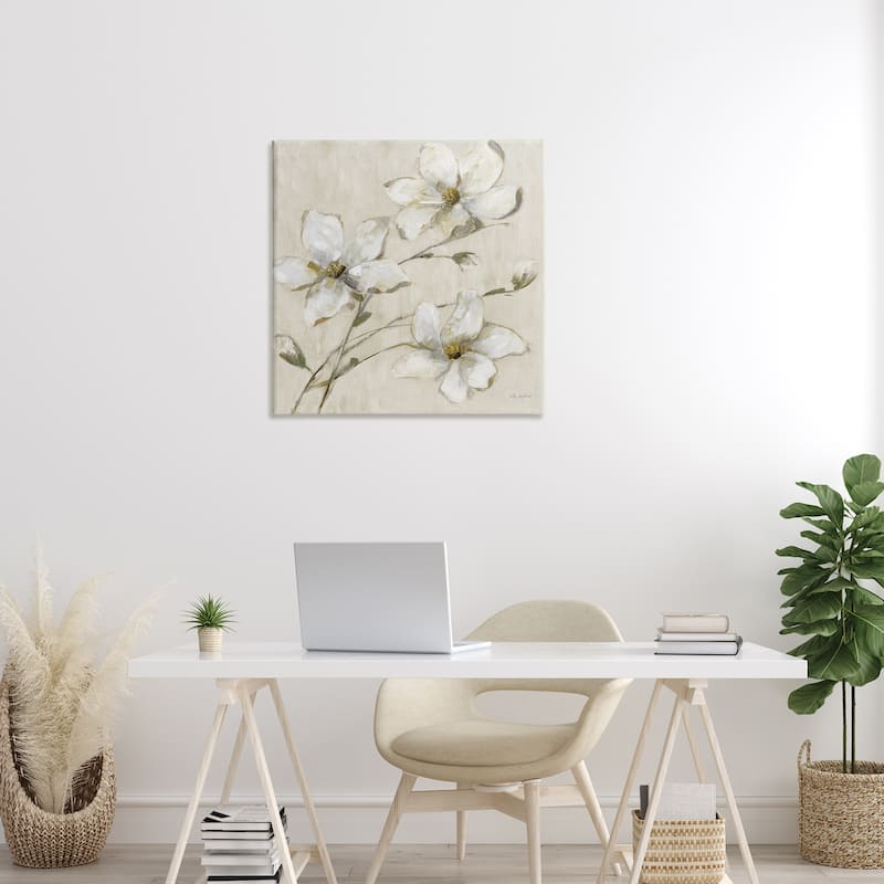 Stupell Neutral Tone Dogwood Flowers Canvas Wall Art Design By Sally Swatland