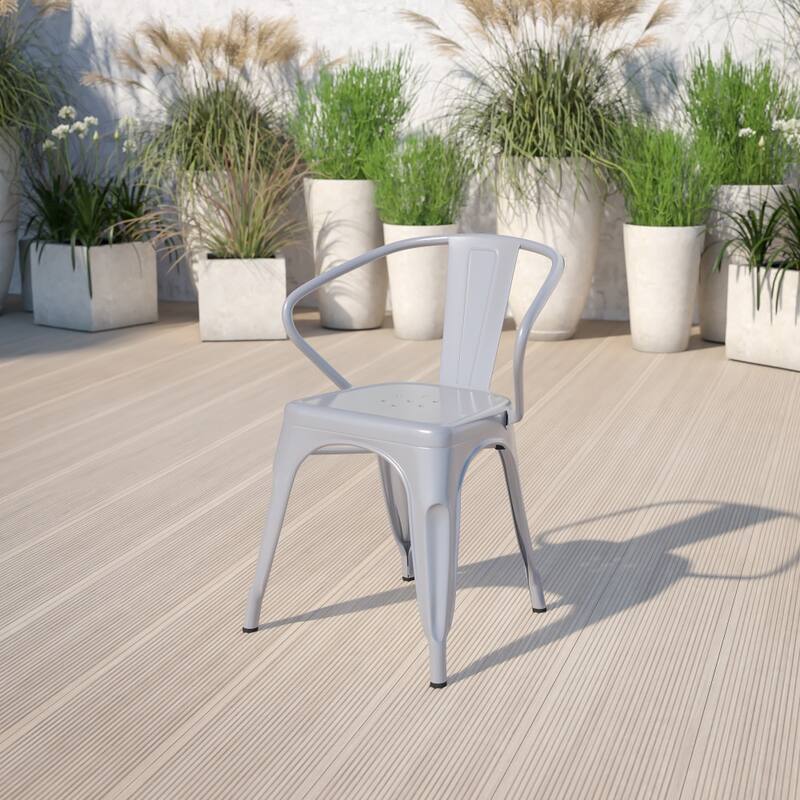 Metal Indoor-Outdoor Chair with Arms