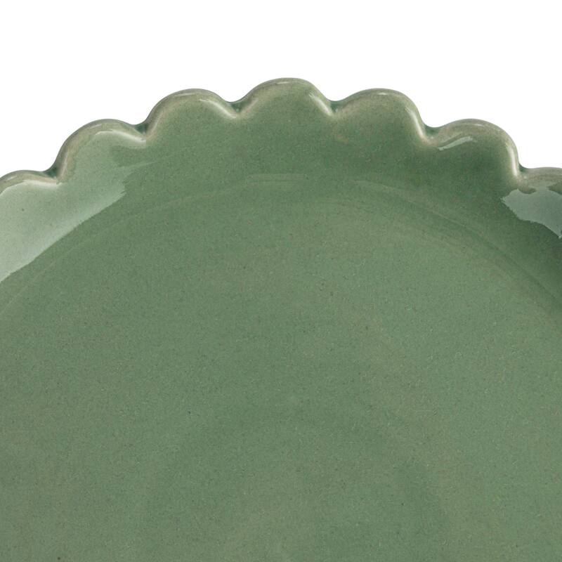 Stoneware Plate with Scalloped Edge - 8.0"L x 8.0"W x 0.9"H