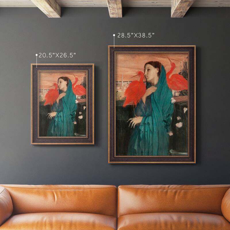 Young Woman with Ibis Premium Framed Canvas- Ready to Hang