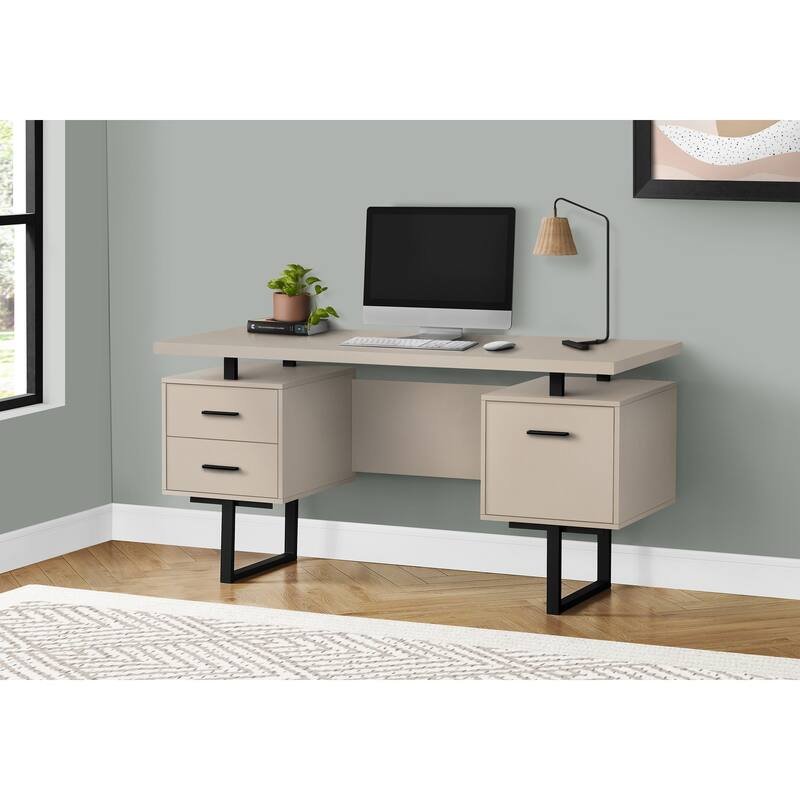 Stylish 60-Inch Computer Desk with Storage Drawers, File Organization, and Easy-to-Clean Surface for Work or Study