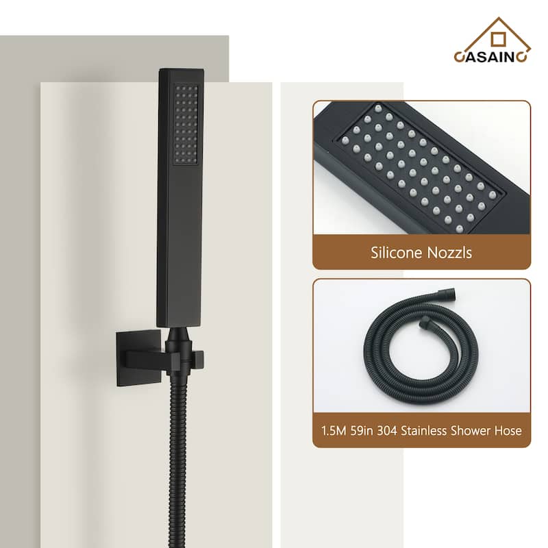 Celling 12 inch LED 3 Function Thermostatic Shower System with 6 Body Jets