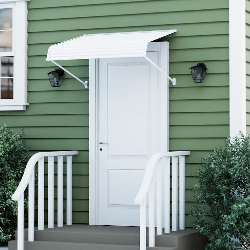 Kozyard Patio Awnings for Window Doors Canopy W48“xD40''Durable Aluminum Frame Premium PVC Panel - W48“xD40'' - White