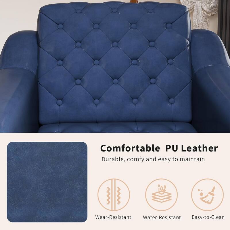 Cozy Accent Chair,PU Leather Modern Living Room Chairs,Mid-Century Office Reading Chair,Single Sofa,Armchair