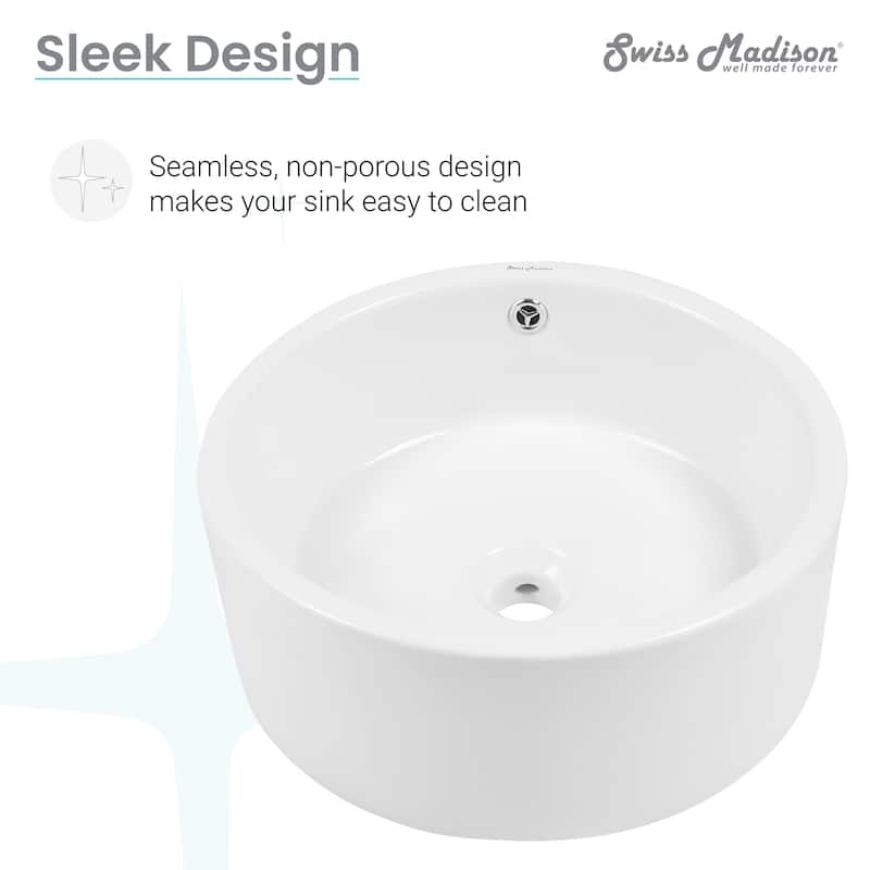 Trocadero Round Ceramic Bathroom Vessel Sink In White - 16.55" x 16.55" 6.3"
