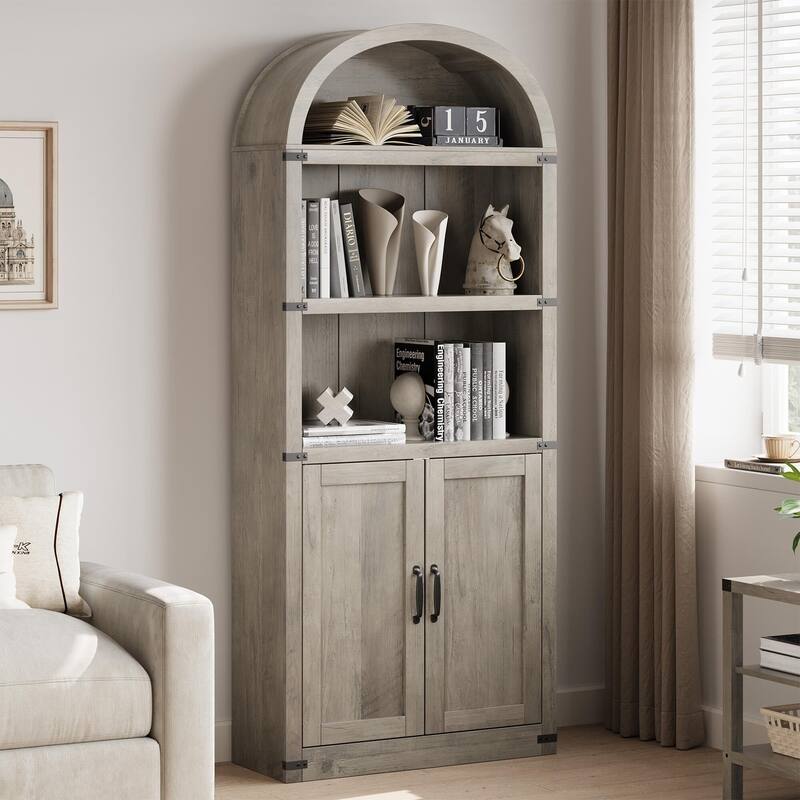 71.7" Tall Arched Bookshelf, 5-Tier Arched Display Cabinet with Storage Shelves