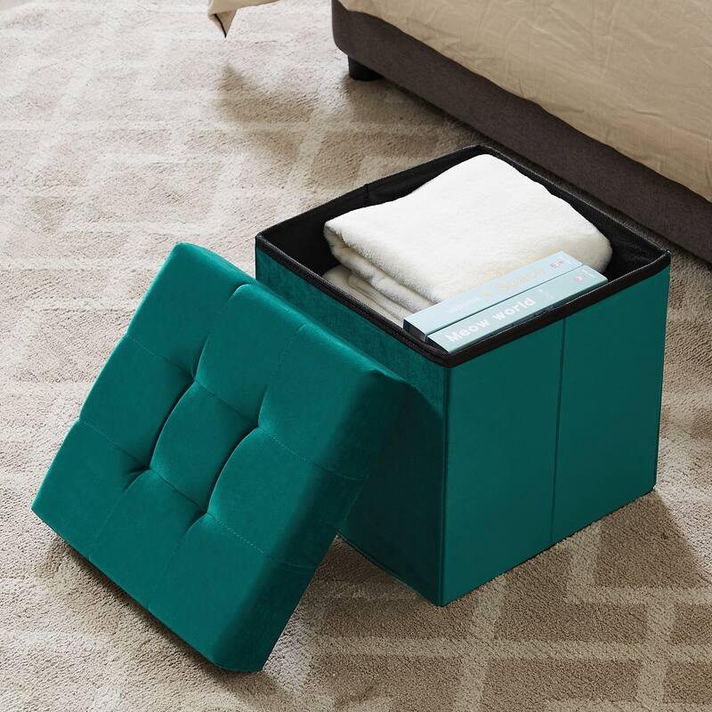 VECELO Modern Folding Tufted Square Storage Ottoman Foot Rest