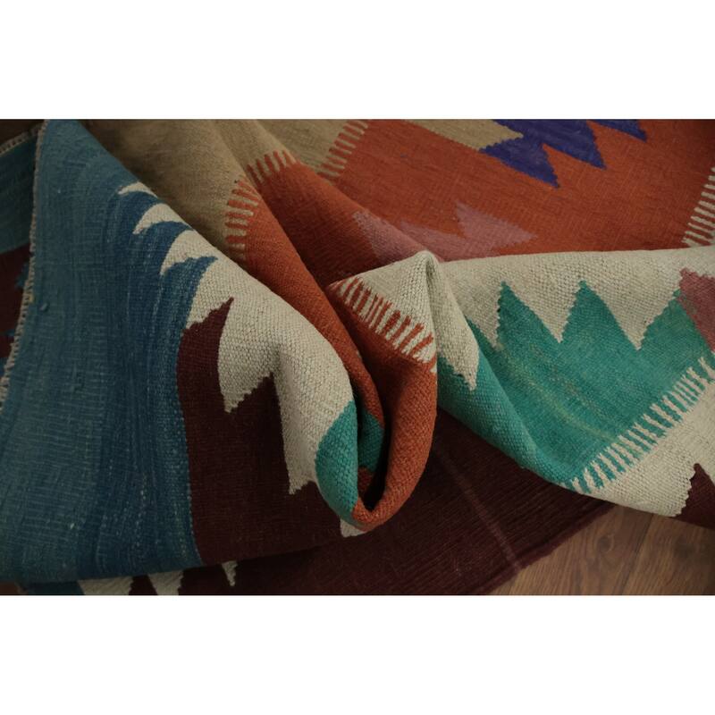 Hand Woven Oriental 100% Wool Carpet Southwestern Tribal Multi-Colored Kilim Area Rug - 10' 0'' X 8' 8''