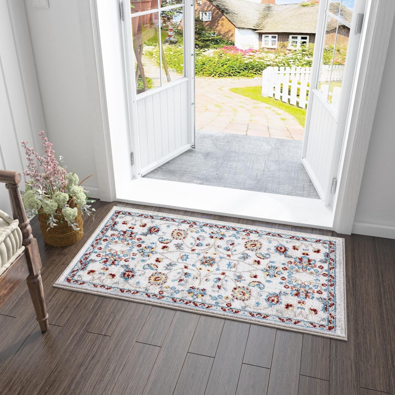 Shop Vintage Area Rugs Natural Floral Kitchen Rugs Carpet