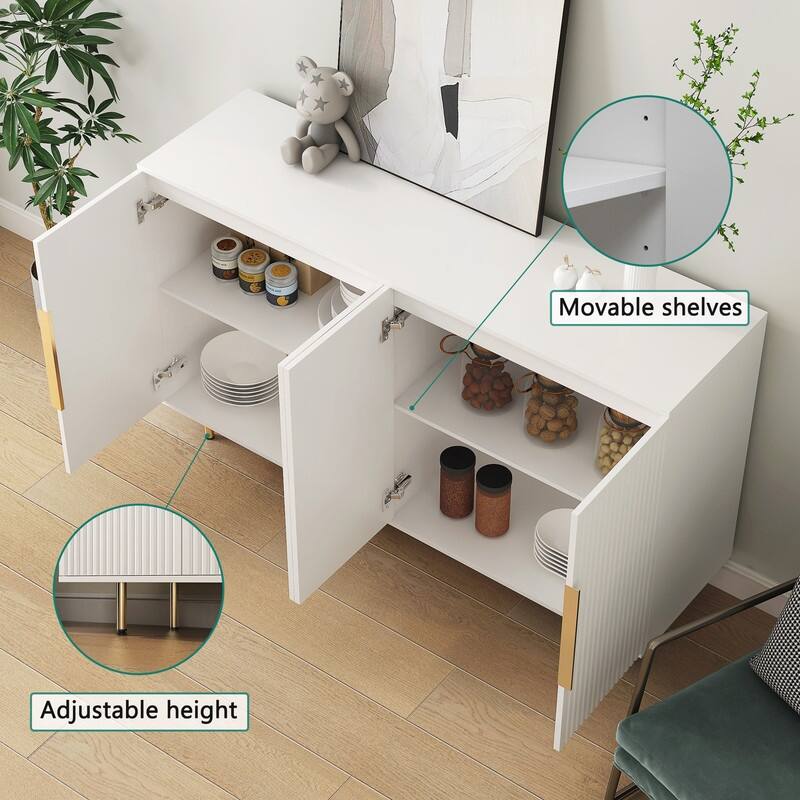 56.69''W Modern Cabinet with Storage and Adjustable Shelves