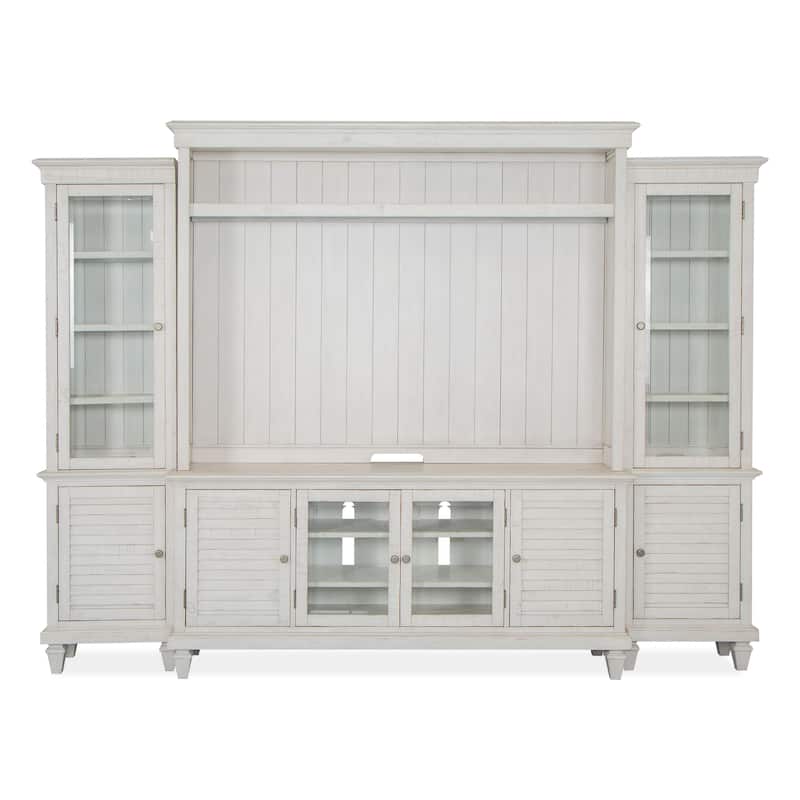 Magnussen Home Newport Alabaster Entertainment Wall - 114"W x 18"D x 86"H