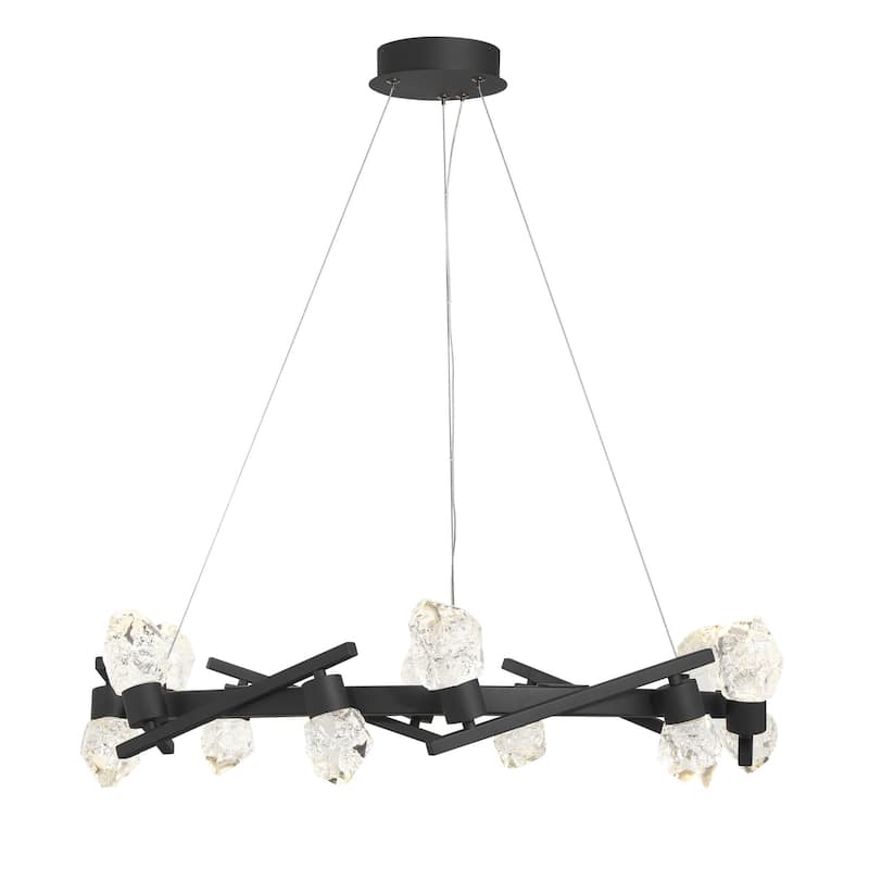 Kovacs P1537-L Kosmyc 12 Light 33" Wide LED Ring Chandelier with Rock