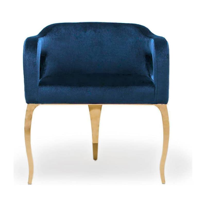 Caprice Titanium Gold Stainless Steel Dining Chair - Blue